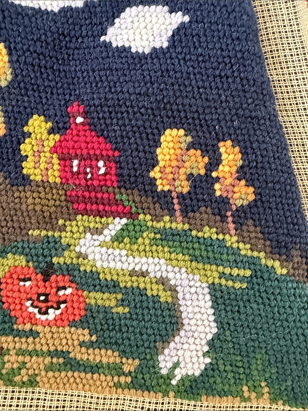 Completed Needlepoint - Fall scene with pumpkin - Picture 4 of 8